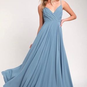 LULUS All About Love Slate Blue Maxi Dress NWT size Lrg